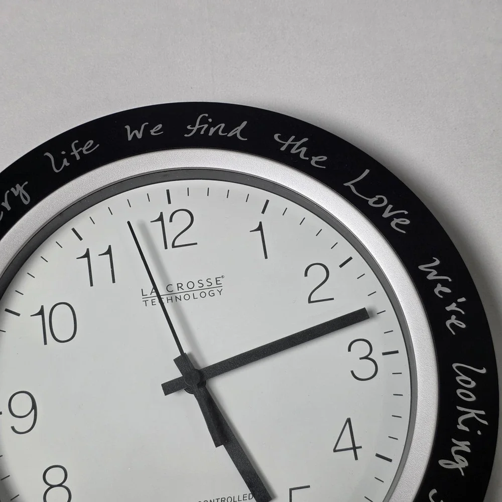La Crosse Technology Wall Clock 10in Black Atomic WT-3102 Quote Inscribed Tested